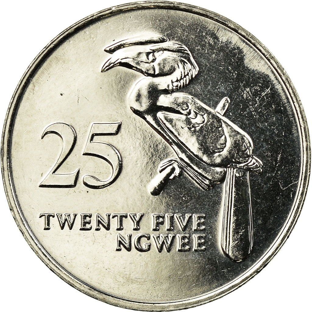 Coin, Zambia, 25 Ngwee, 1992, British Royal Mint, EF(40-45), Nickel plated