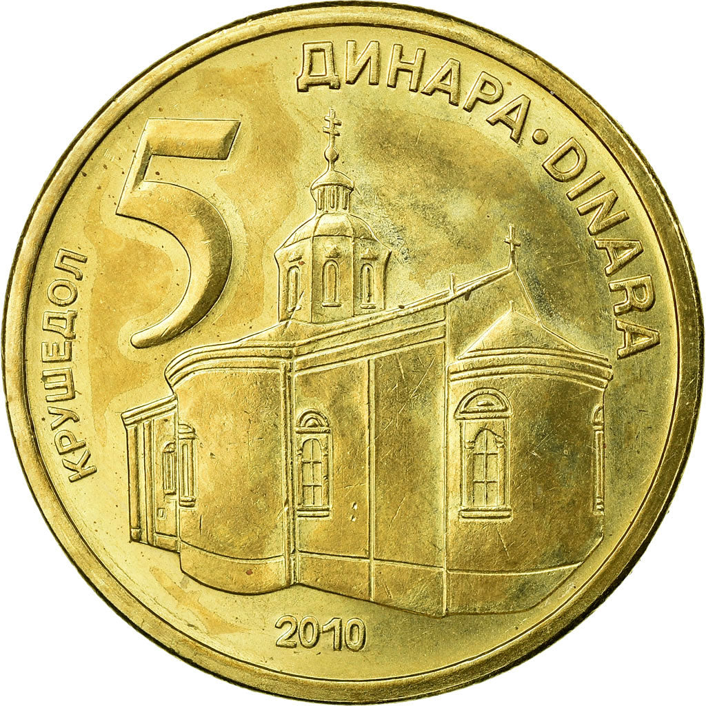 Coin, Serbia, 5 Dinara, 2010, EF(40-45), Nickel-brass, KM:40