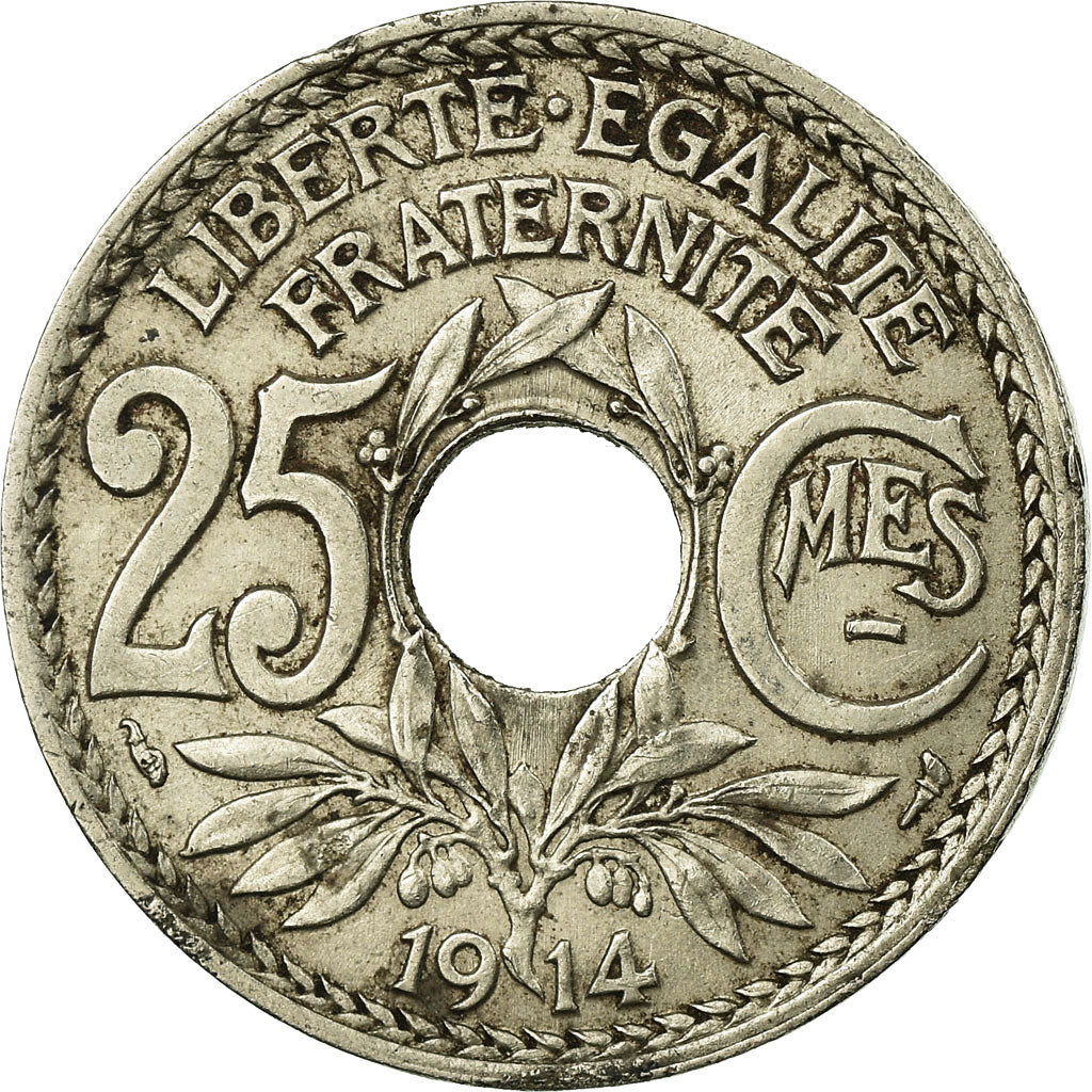 Moeda, França, Lindauer, 25 Centimes, 1914, EF(40-45), Níquel, KM:867