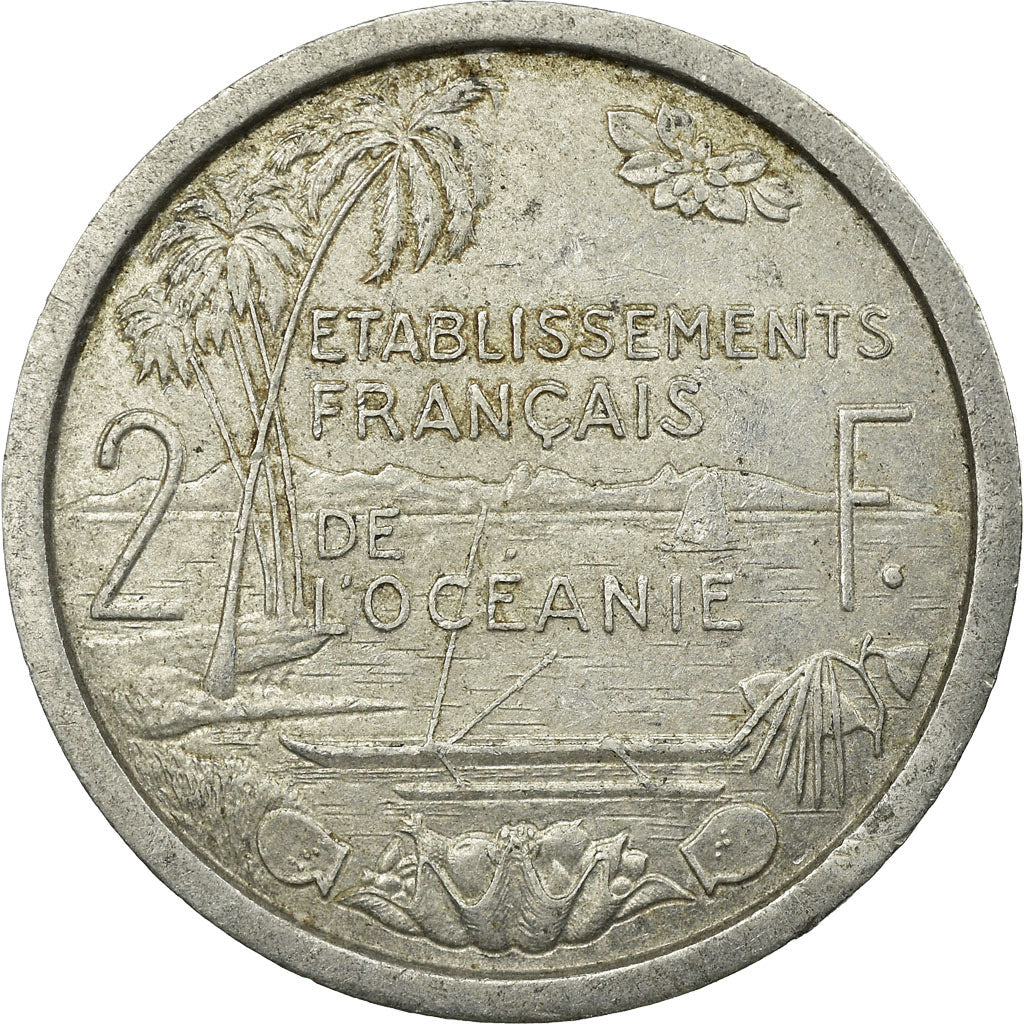 Moneda, OCEANÍA FRANCESA, 2 Francs, 1949, Paris, BC+, Aluminio, KM:3