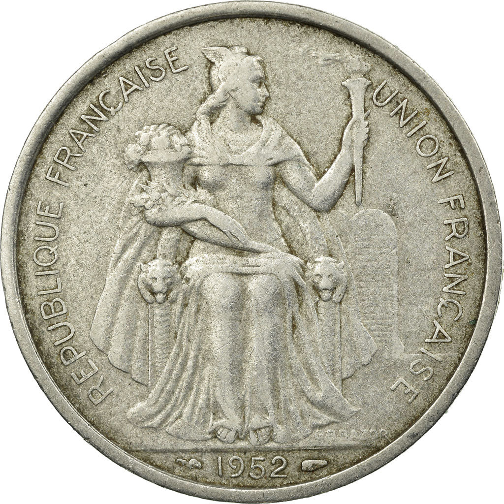 Coin, FRENCH OCEANIA, 5 Francs, 1952, Paris, VF(30-35), Aluminum, KM:4