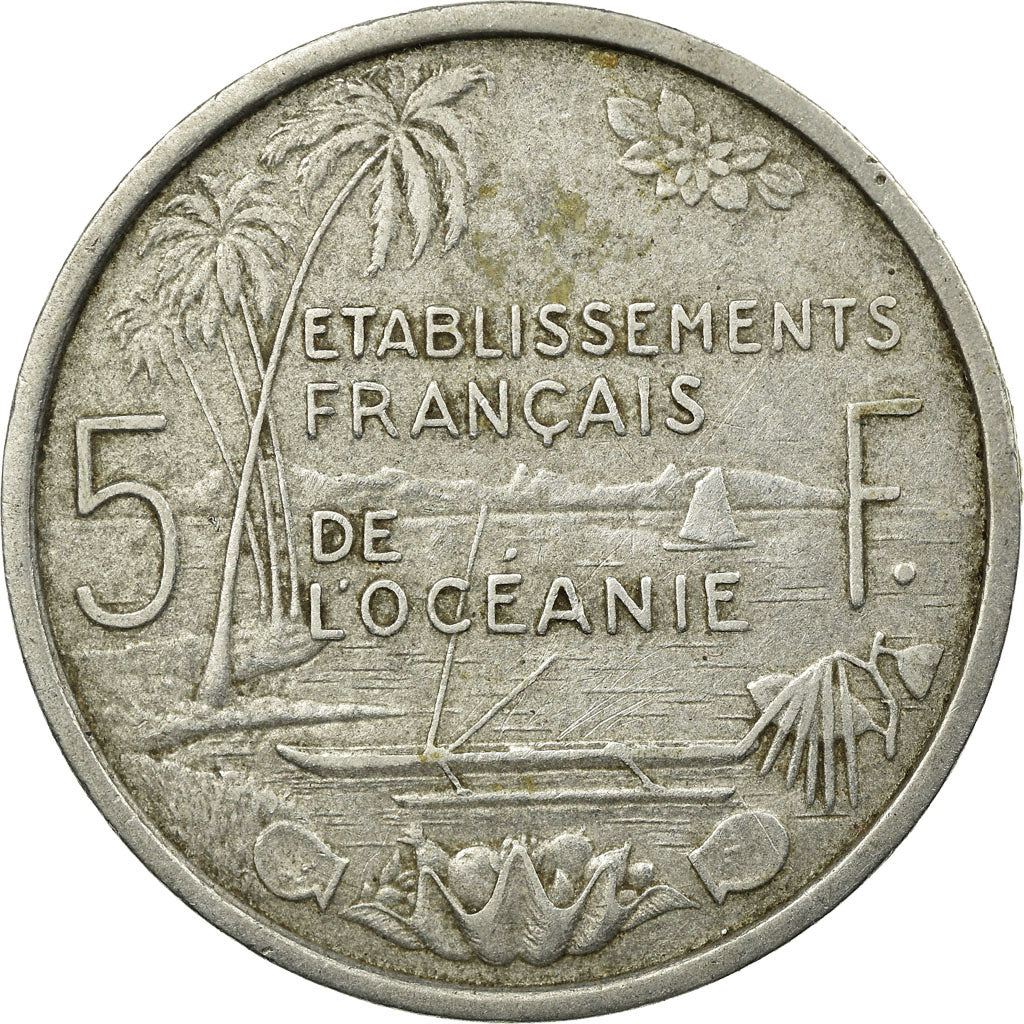 Coin, FRENCH OCEANIA, 5 Francs, 1952, Paris, VF(30-35), Aluminum, KM:4