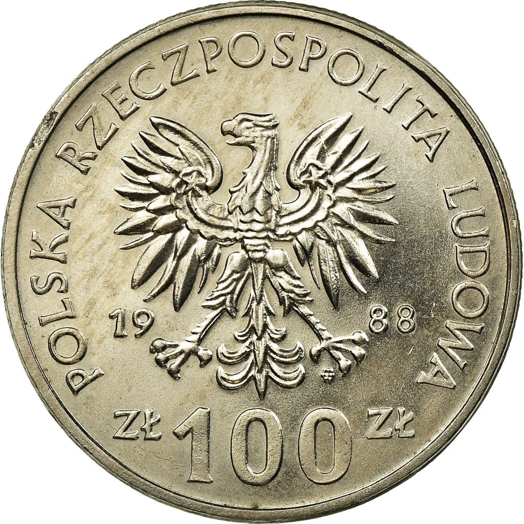 Coin, Poland, Queen Jadwiga 1384-1399, 100 Zlotych, 1988, Warsaw, AU(50-53)