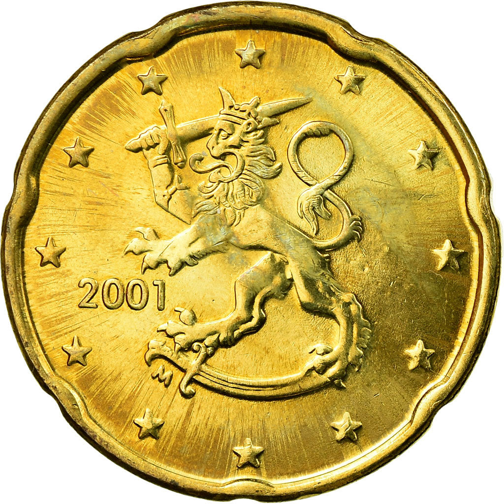 Finland, 20 Euro Cent, 2001, EF(40-45), Brass, KM:102