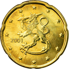 Finland, 20 Euro Cent, 2001, EF(40-45), Brass, KM:102