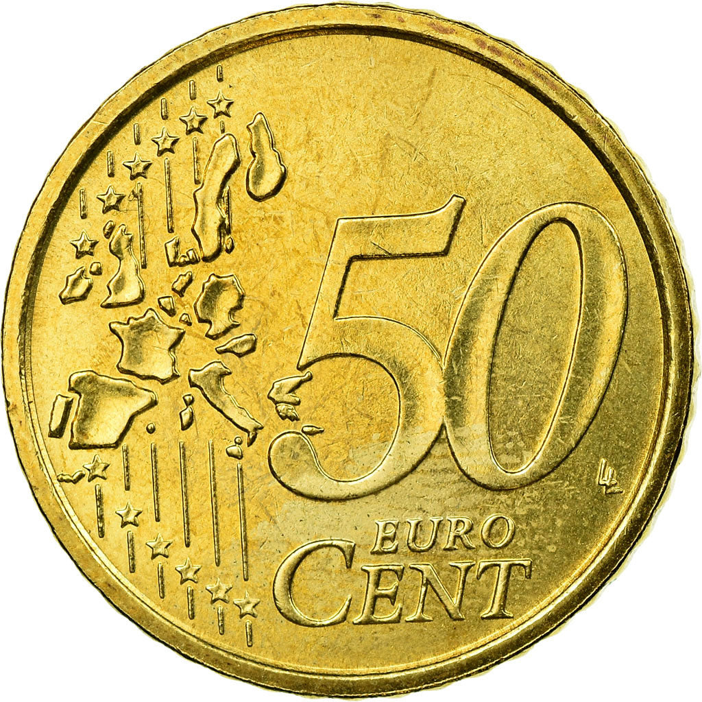 Italien, 50 Euro Cent, 2002, SS, Messing, KM:215