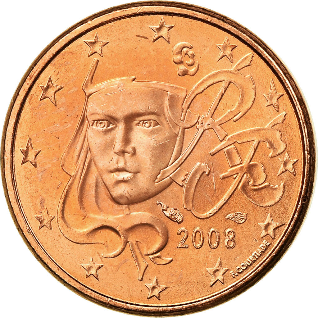 France, Euro Cent, 2008, AU(55-58), Copper Plated Steel, Gadoury:1, KM:1282