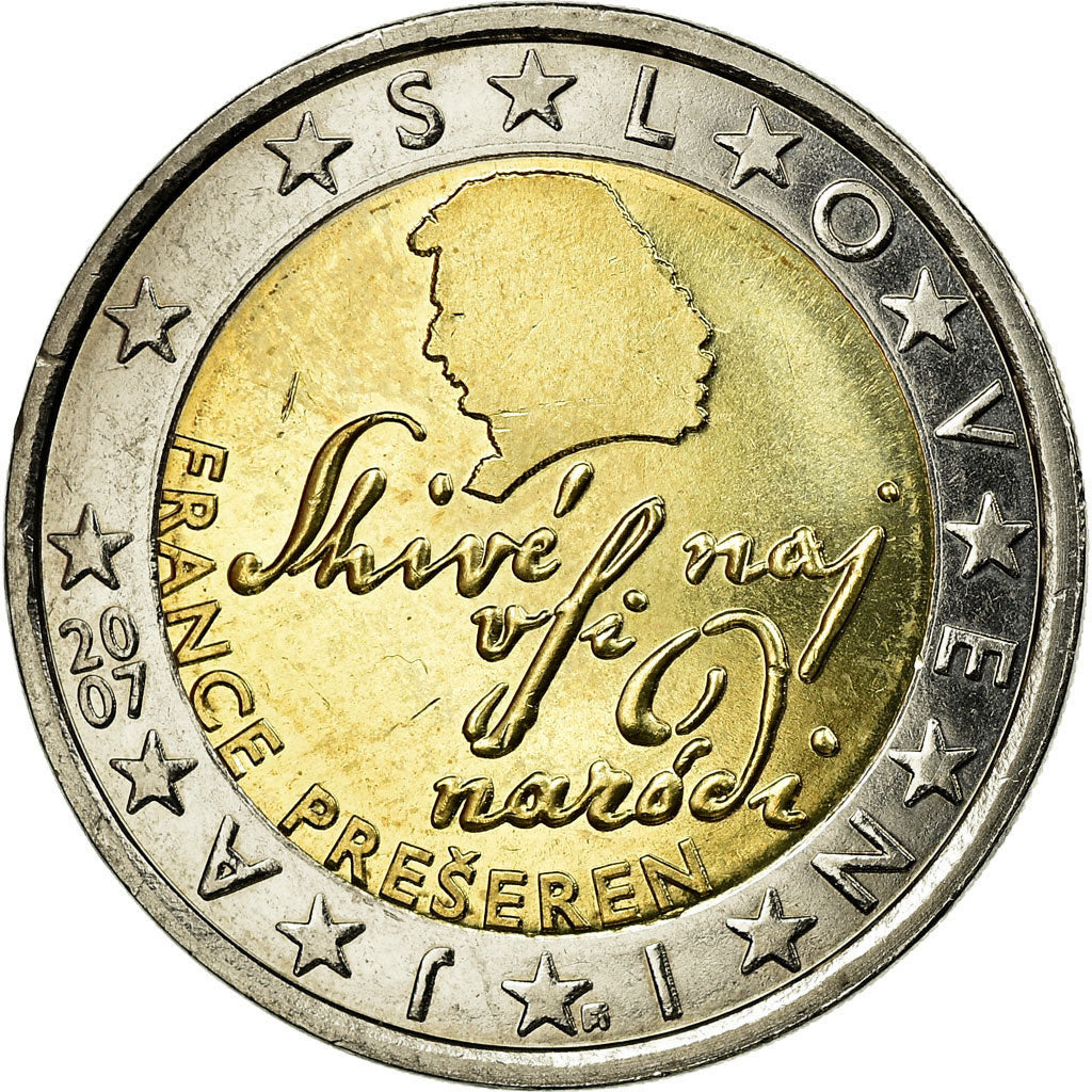 Slovenië, 2 Euro, 2007, ZF, Bi-Metallic, KM:75