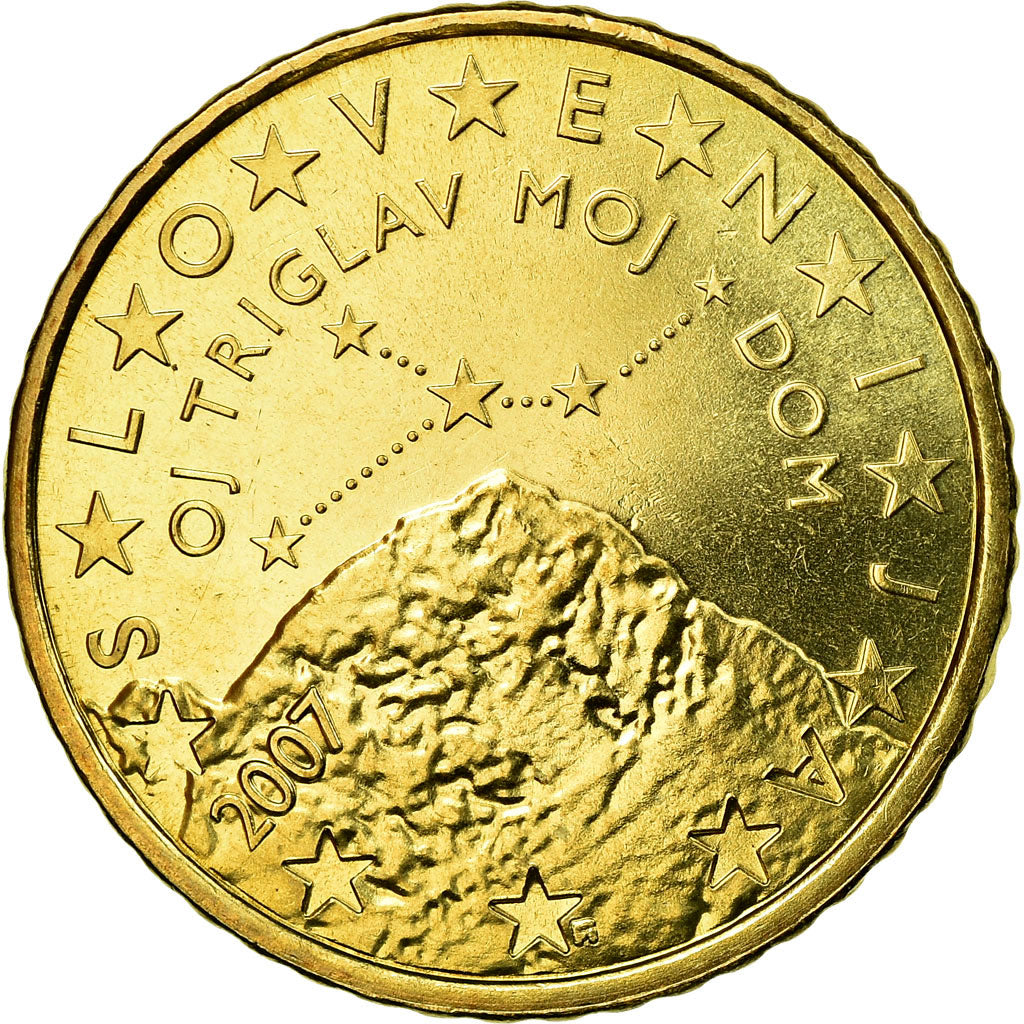 Eslovénia, 50 Euro Cent, 2007, AU(55-58), Latão, KM:73