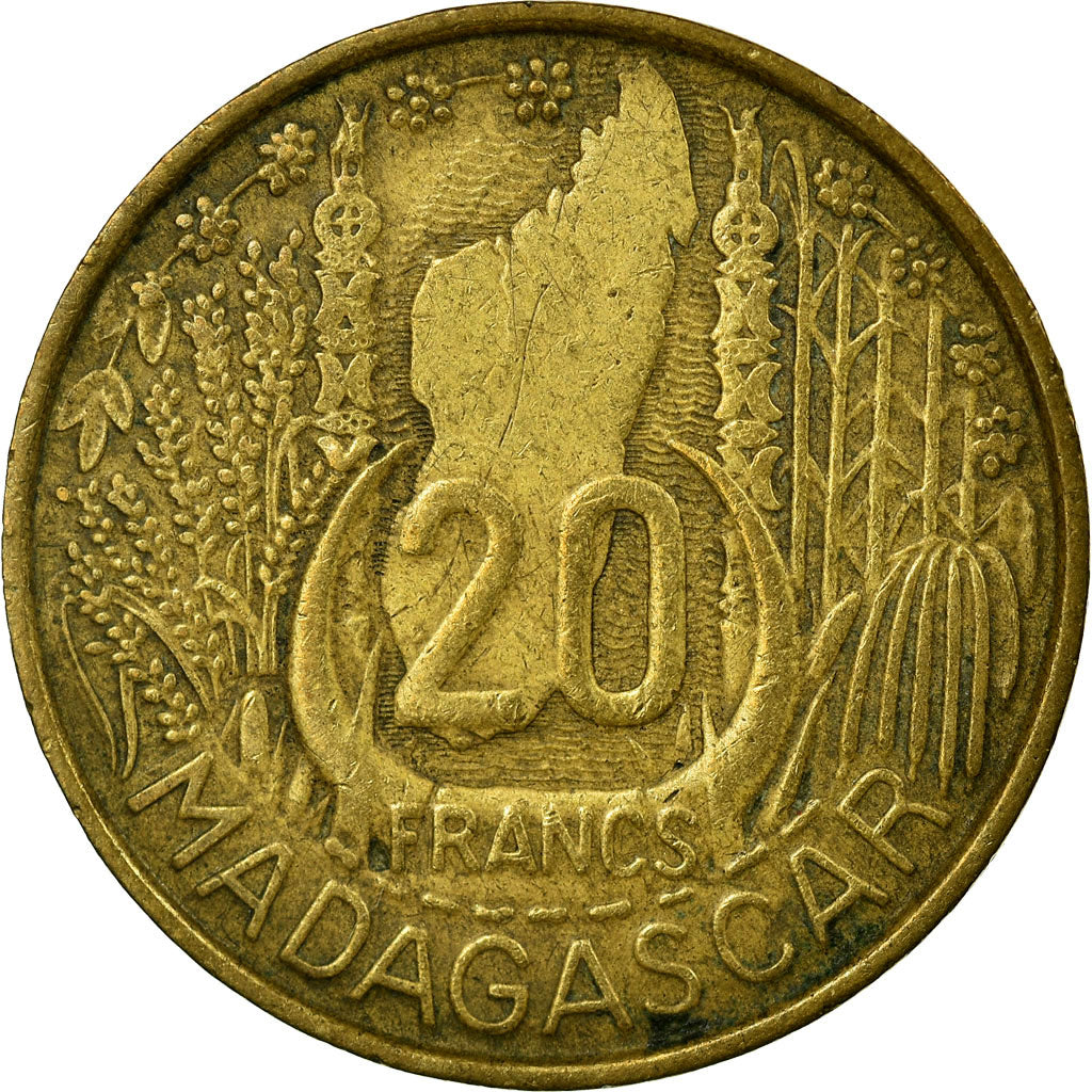 Coin, Madagascar, 20 Francs, 1953, Paris, EF(40-45), Aluminum-Bronze, KM:7