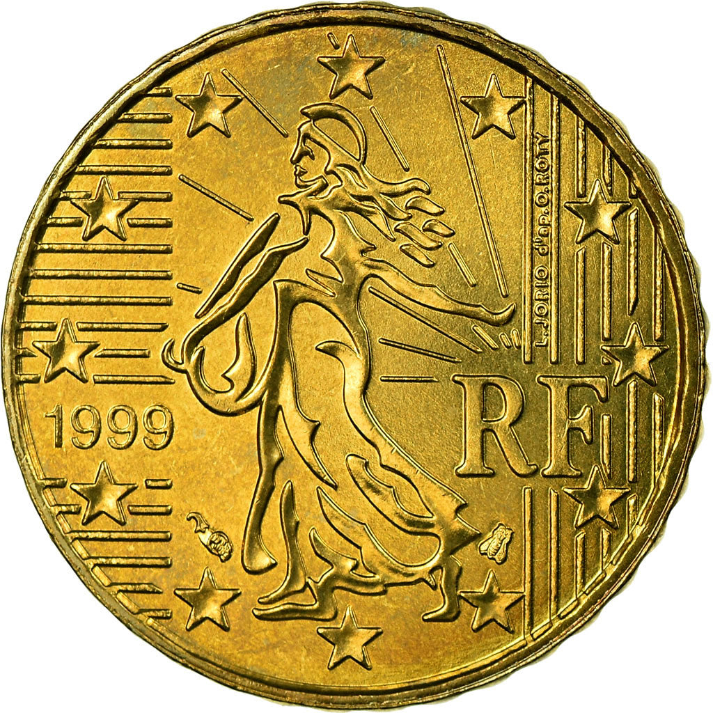 France, 10 Euro Cent, 1999, AU(55-58), Brass, KM:1285