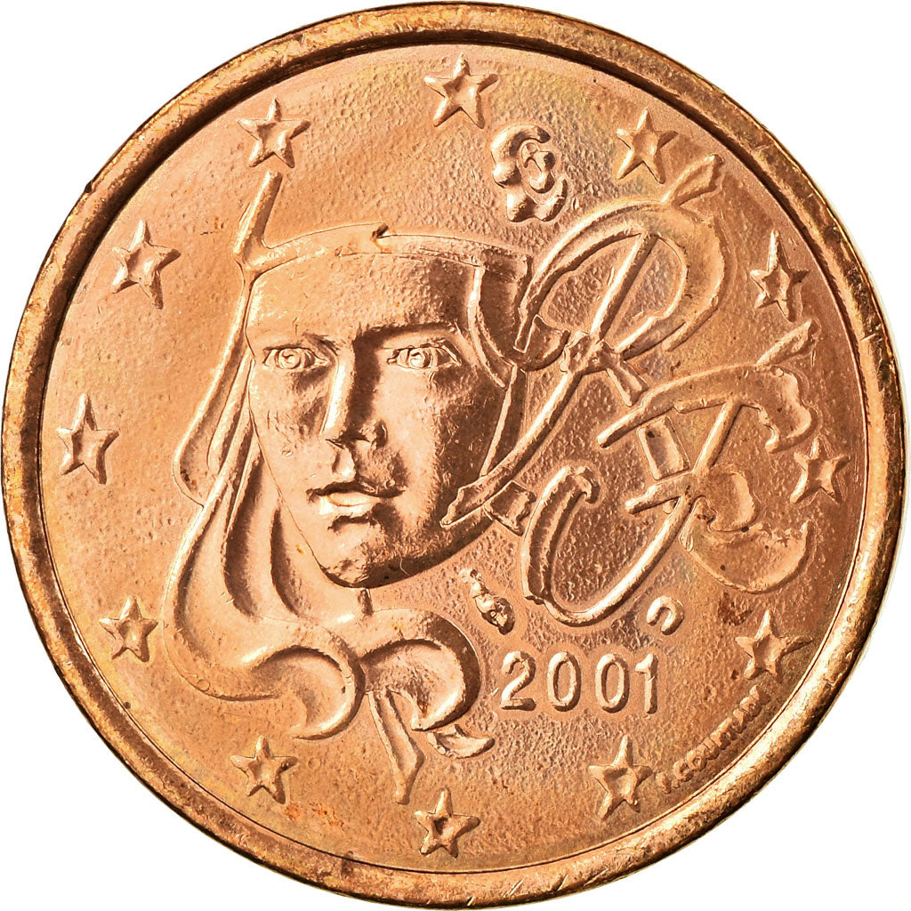 France, 5 Euro Cent, 2001, AU(55-58), Copper Plated Steel, KM:1284