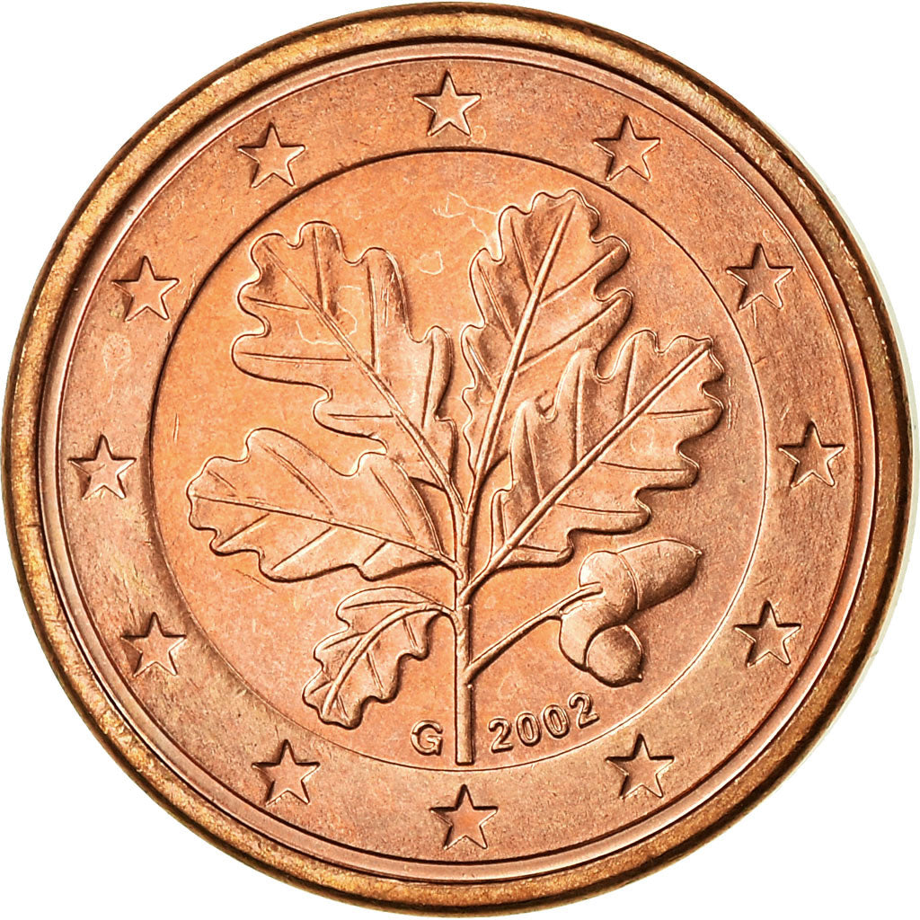 Niemcy - RFN, Euro Cent, 2002, Karlsruhe, EF(40-45), Miedź platerowana stalą