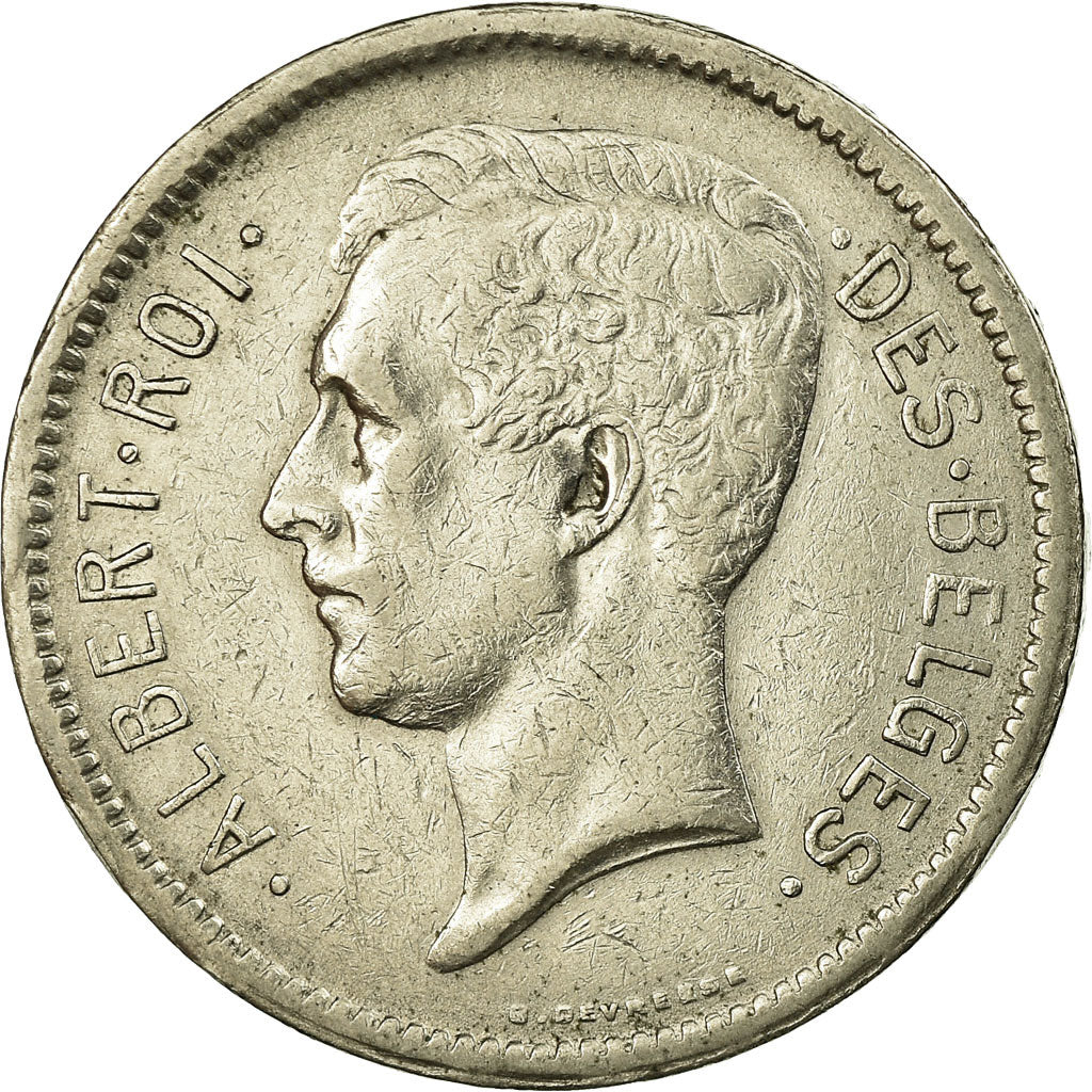Moeda, Bélgica, 5 Francs, 5 Frank, 1933, VF(30-35), Níquel, KM:97.1