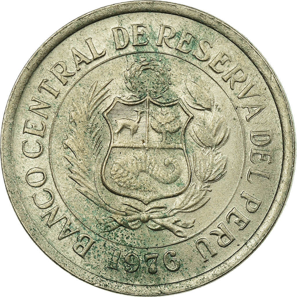 Munten, Peru, Tupac Amaru, 5 Soles, 1976, Lima, ZF, Copper-nickel, KM:267