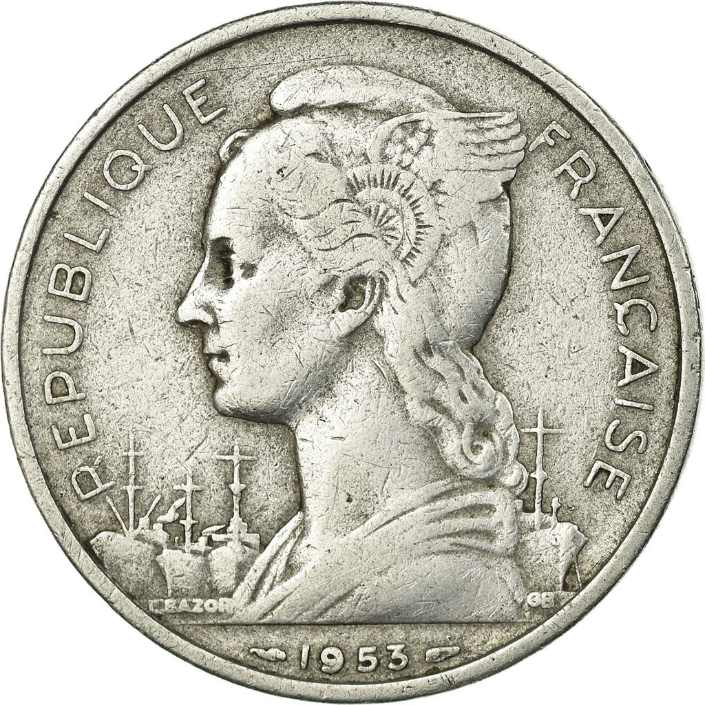 Coin, Madagascar, 5 Francs, 1953, Paris, EF(40-45), Aluminum, KM:5