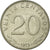 Moneta, Bolivia, 20 Centavos, 1973, BB, Acciaio ricoperto in nichel, KM:189