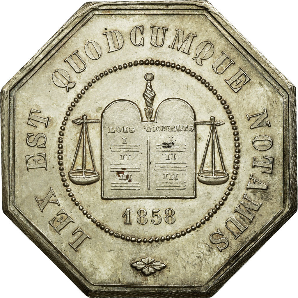 France, Jeton, Notary, 1858, TTB+, Argent, Lerouge:326