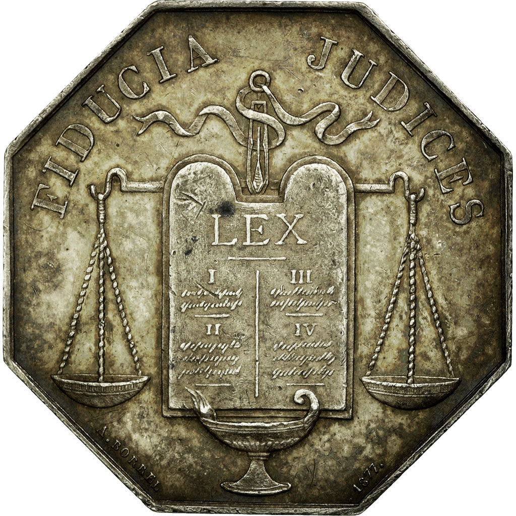France, Token, Notary, 1877, AU(50-53), Silver, Lerouge:338