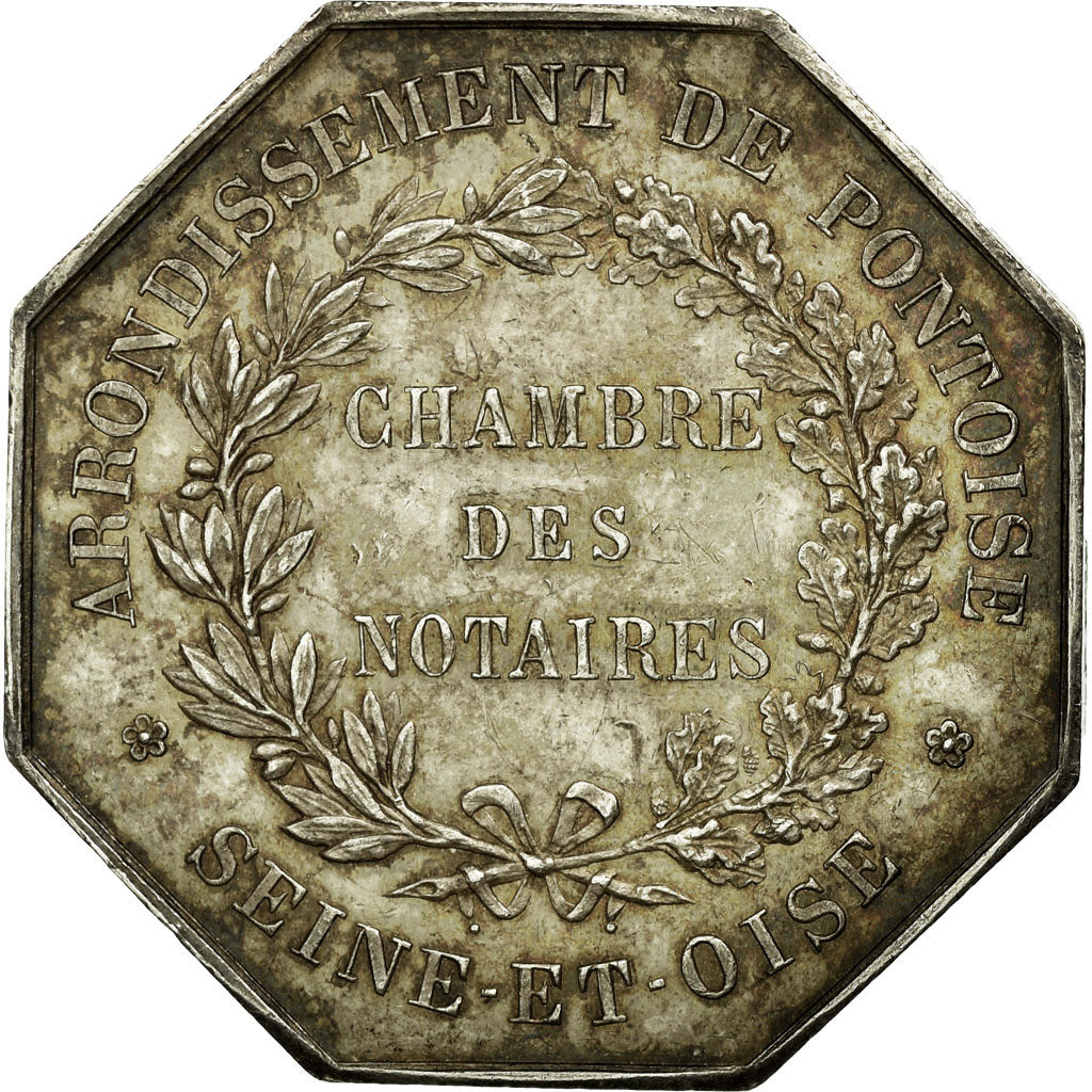 France, Token, Notary, 1877, AU(50-53), Silver, Lerouge:338