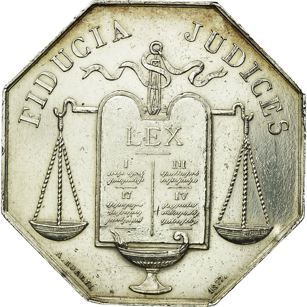 France, Token, Notary, 1877, MS(60-62), Silver, Lerouge:339