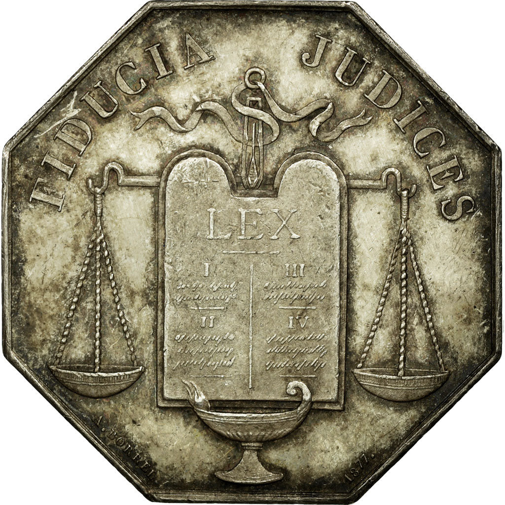 France, Token, Notary, 1877, EF(40-45), Silver, Lerouge:338