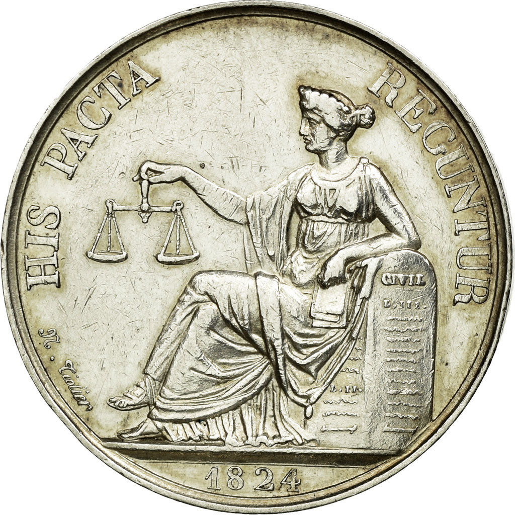 France, Token, Notary, 1824, MS(60-62), Silver, Lerouge:342