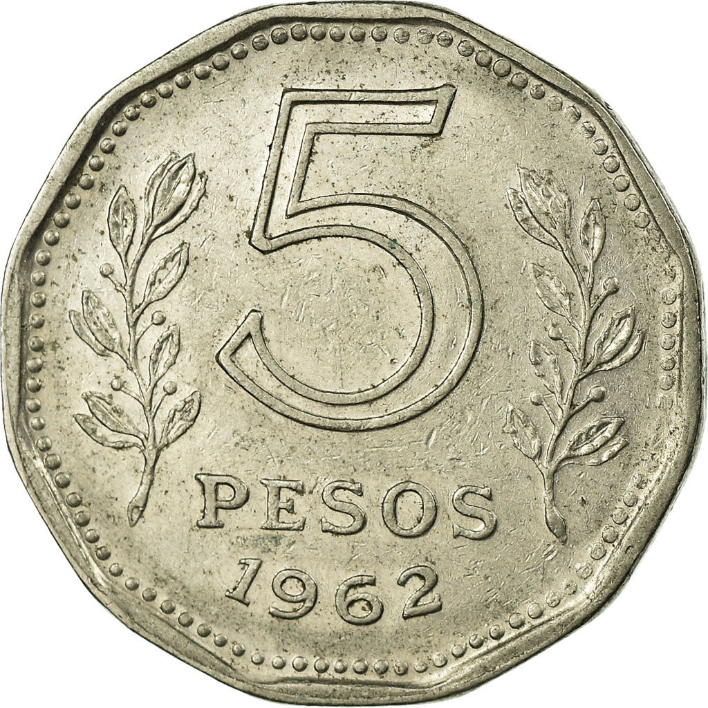 Munten, Argentinië, 5 Pesos, 1962, ZF, Nickel Clad Steel, KM:59