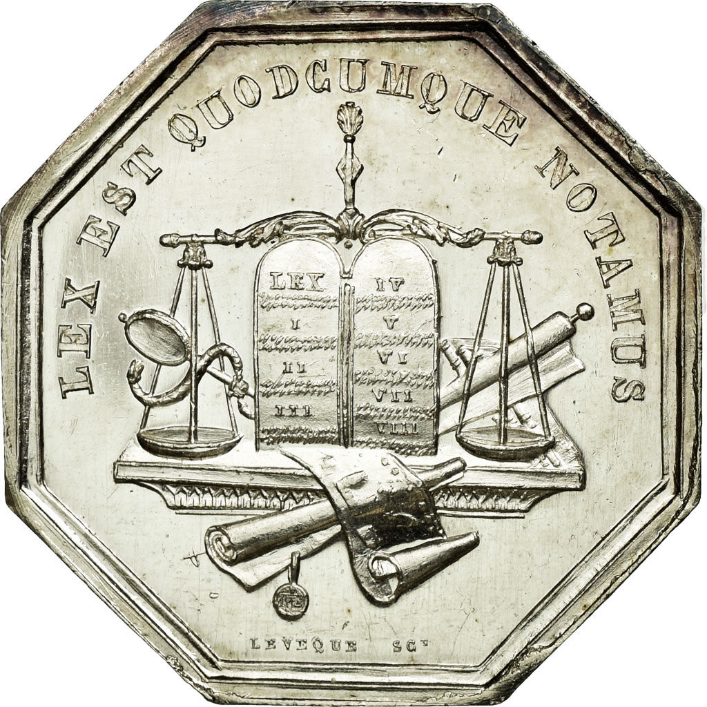 France, Token, Notary, MS(60-62), Silver, Lerouge:182