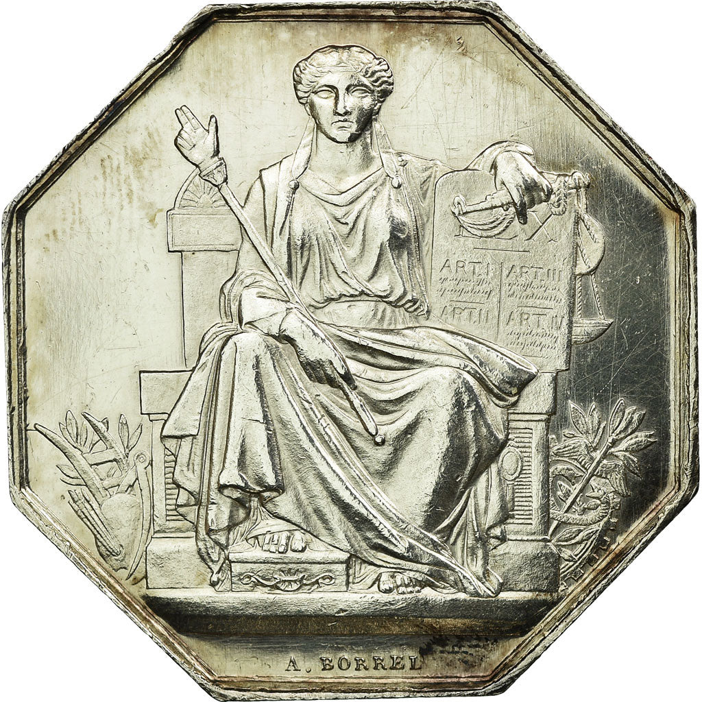 France, Token, Notary, MS(63), Silver, Lerouge:50b
