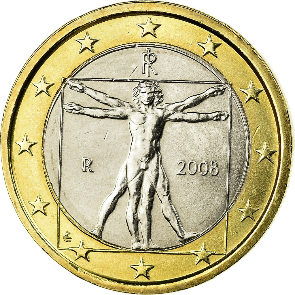 Italy, Euro, 2008, MS(63), Bi-Metallic, KM:250