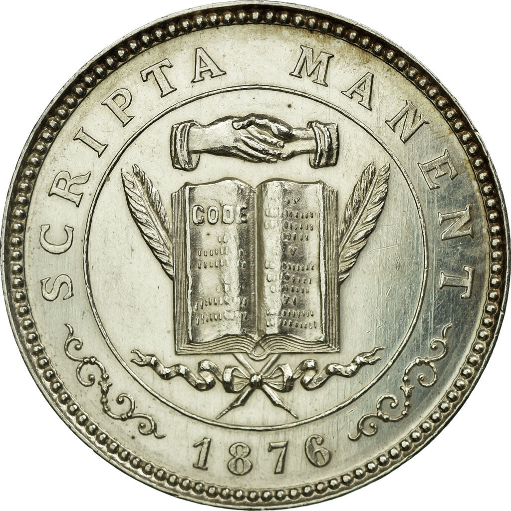 France, Token, Chambre des Notaires de Montbrison, 1876, MS(63), Silver