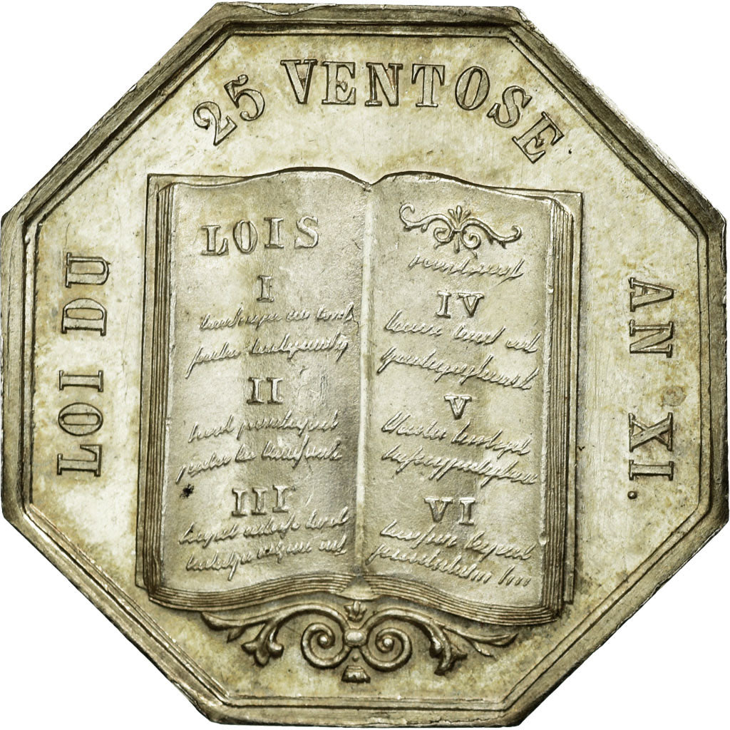 France, Token, Notaires de l'Arrondissement de Loches, n.d., Silver, MS(60-62)