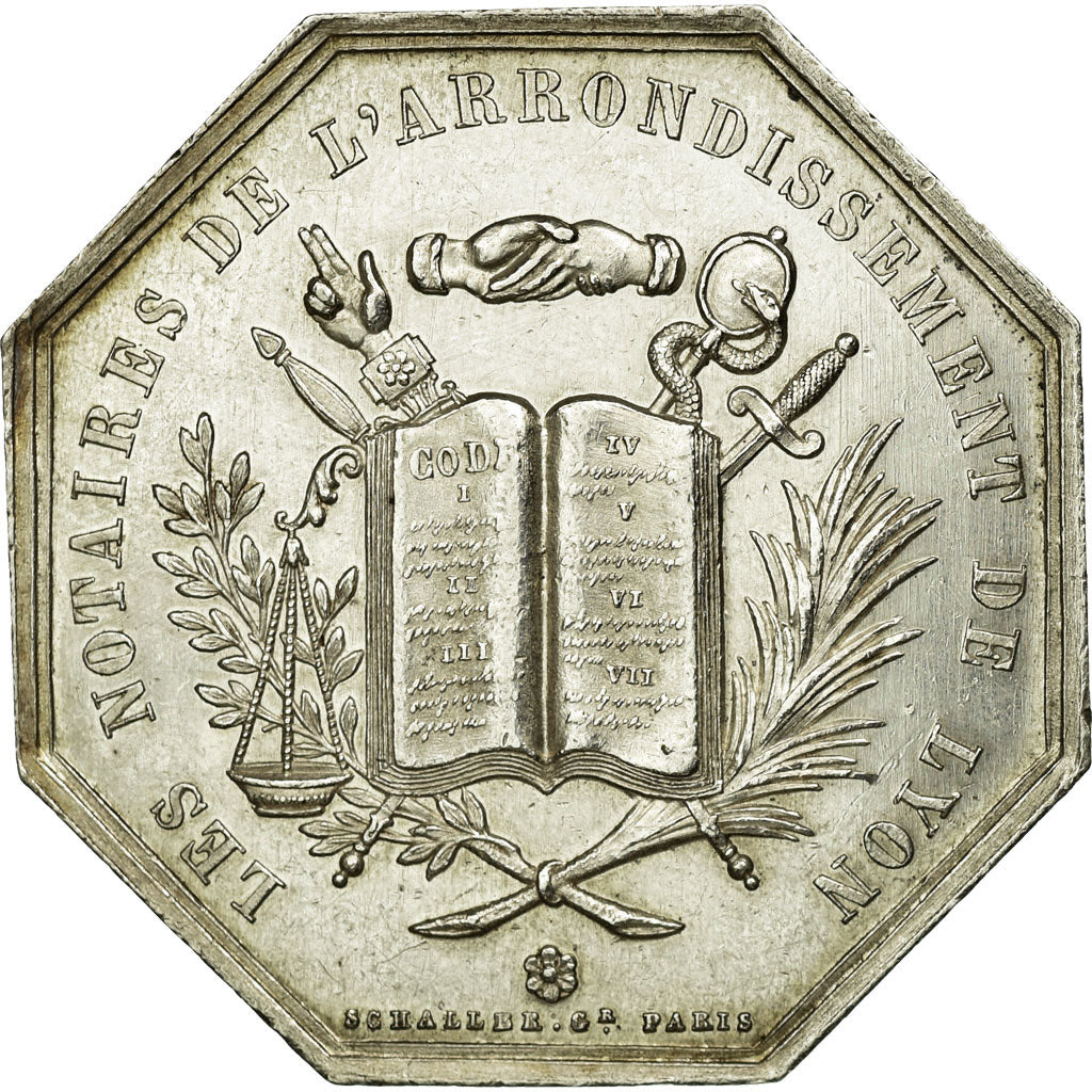 France, Token, Notary, 1883, MS(60-62), Silver, Lerouge:175