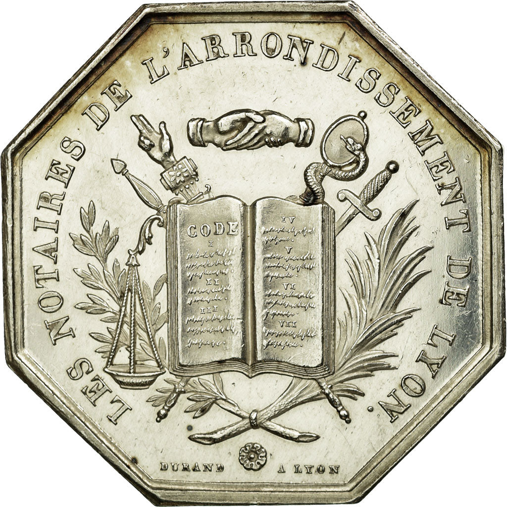 France, Token, Notary, 1839, MS(63), Silver, Lerouge:173