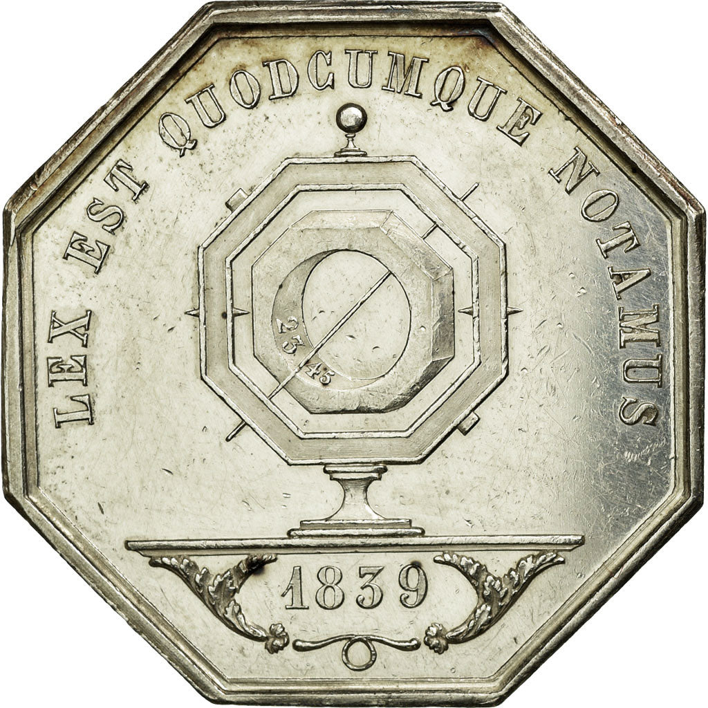 France, Token, Notary, 1839, MS(63), Silver, Lerouge:173