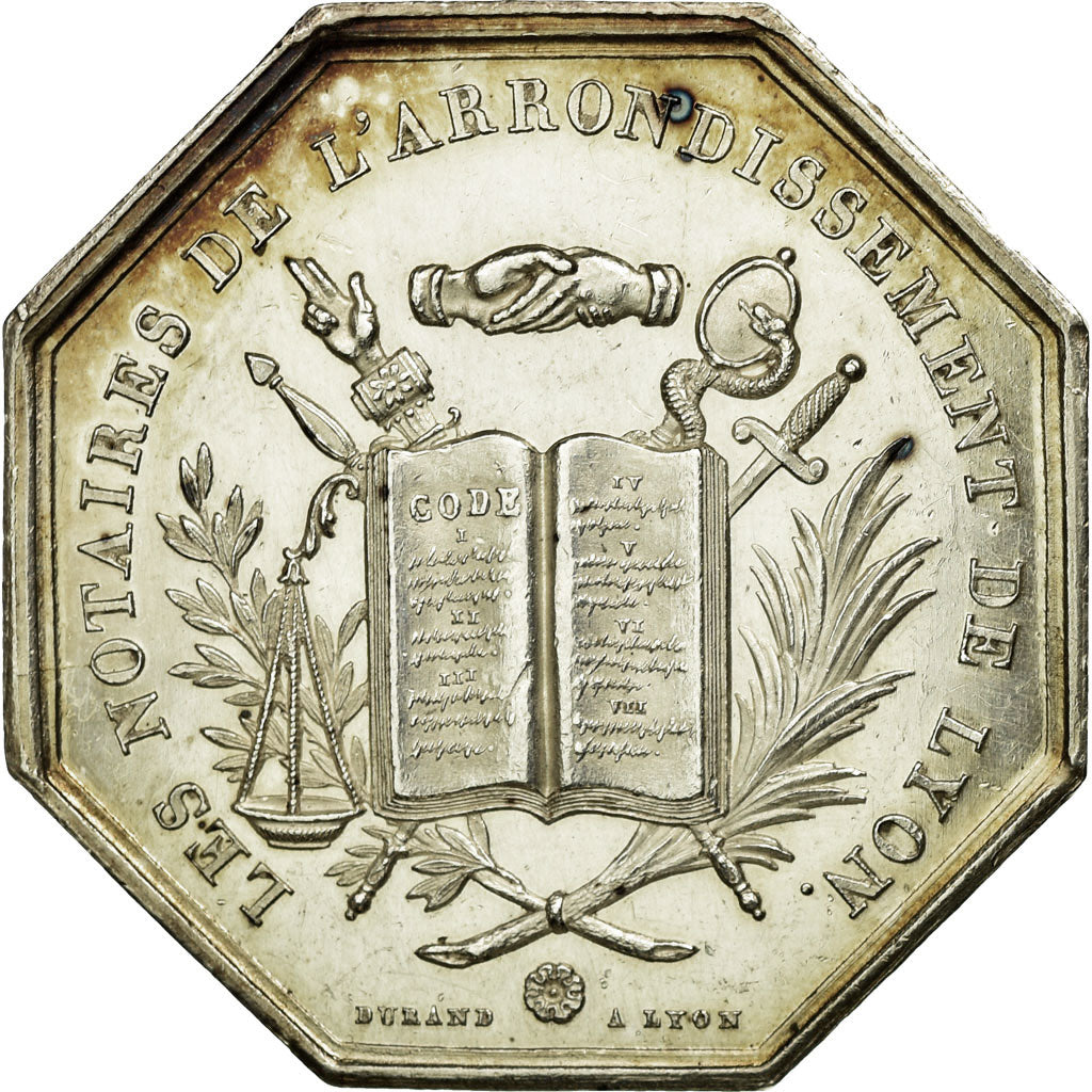 France, Token, Notary, 1839, MS(60-62), Silver, Lerouge:173