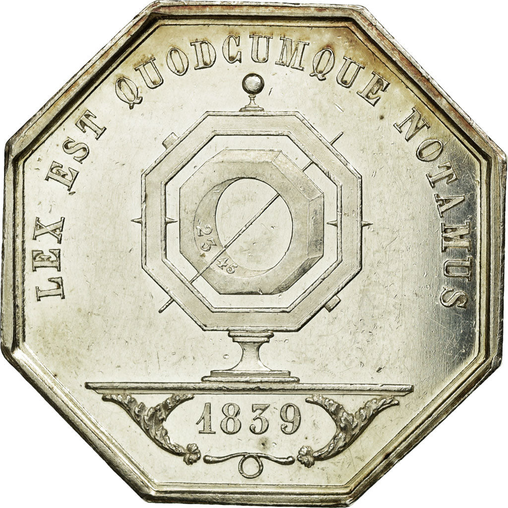 France, Token, Notary, 1839, MS(60-62), Silver, Lerouge:173