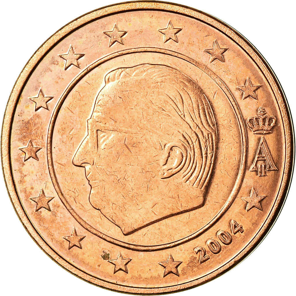Bélgica, 2 Euro Cent, 2004, AU(55-58), Aço Cromado a Cobre, KM:225