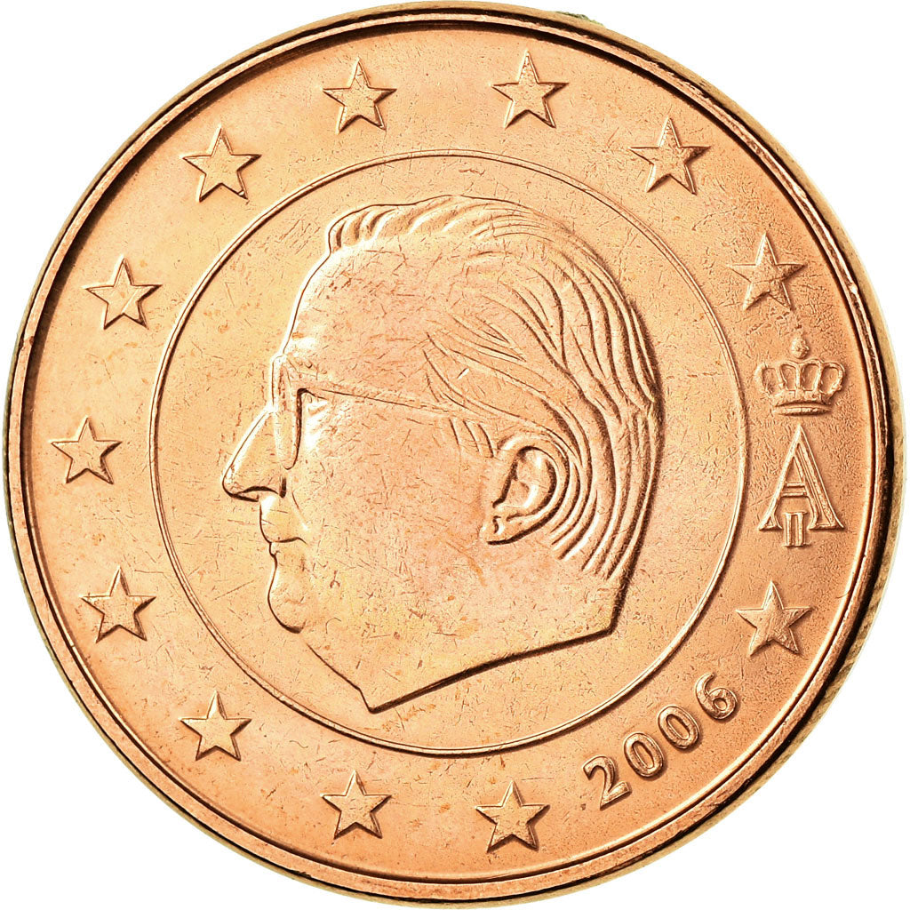 Bélgica, 5 Euro Cent, 2006, AU(55-58), Aço Cromado a Cobre, KM:226