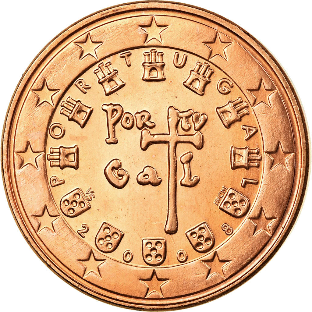 Portugal, 5 Euro Cent, 2008, Lisbon, MS(63), Miedź platerowana stalą, KM:742