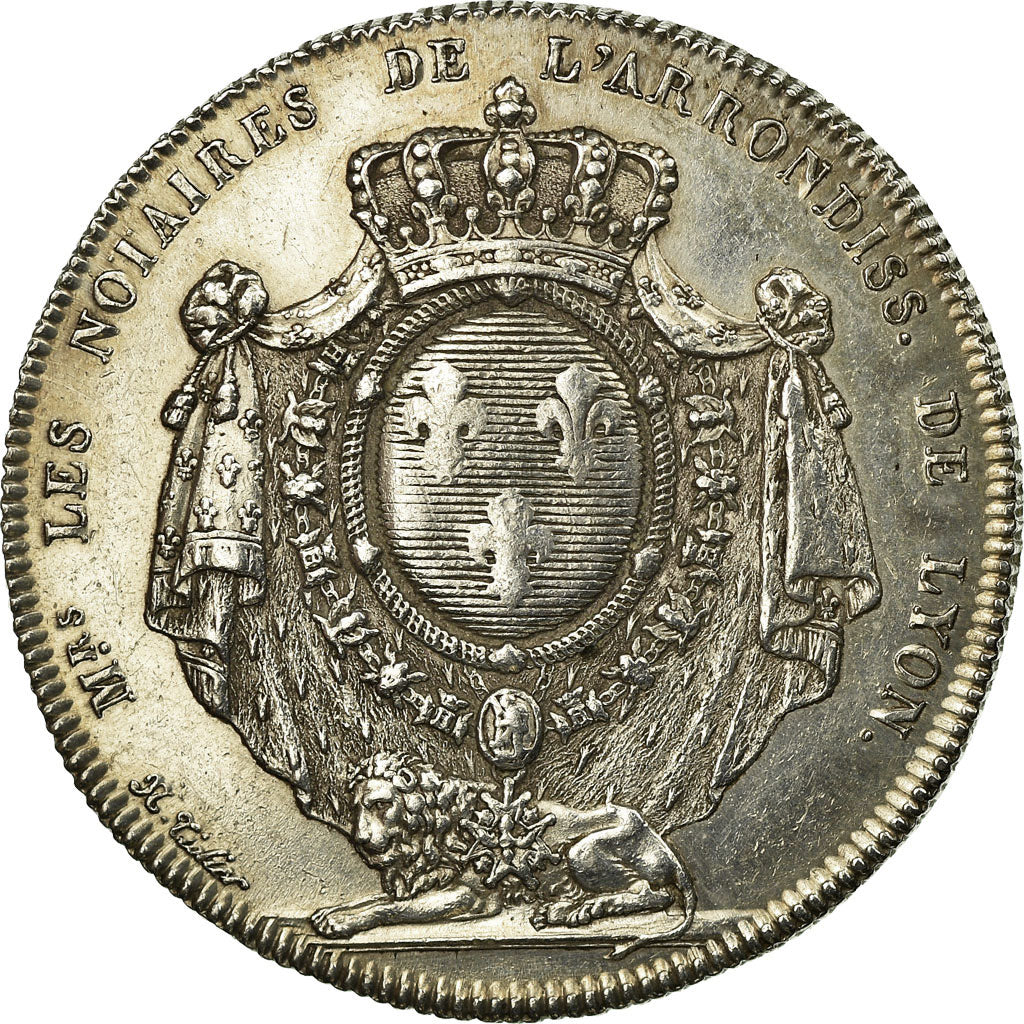 France, Token, Restauration, Notaires de Lyon, 1812, AU(55-58), Silver