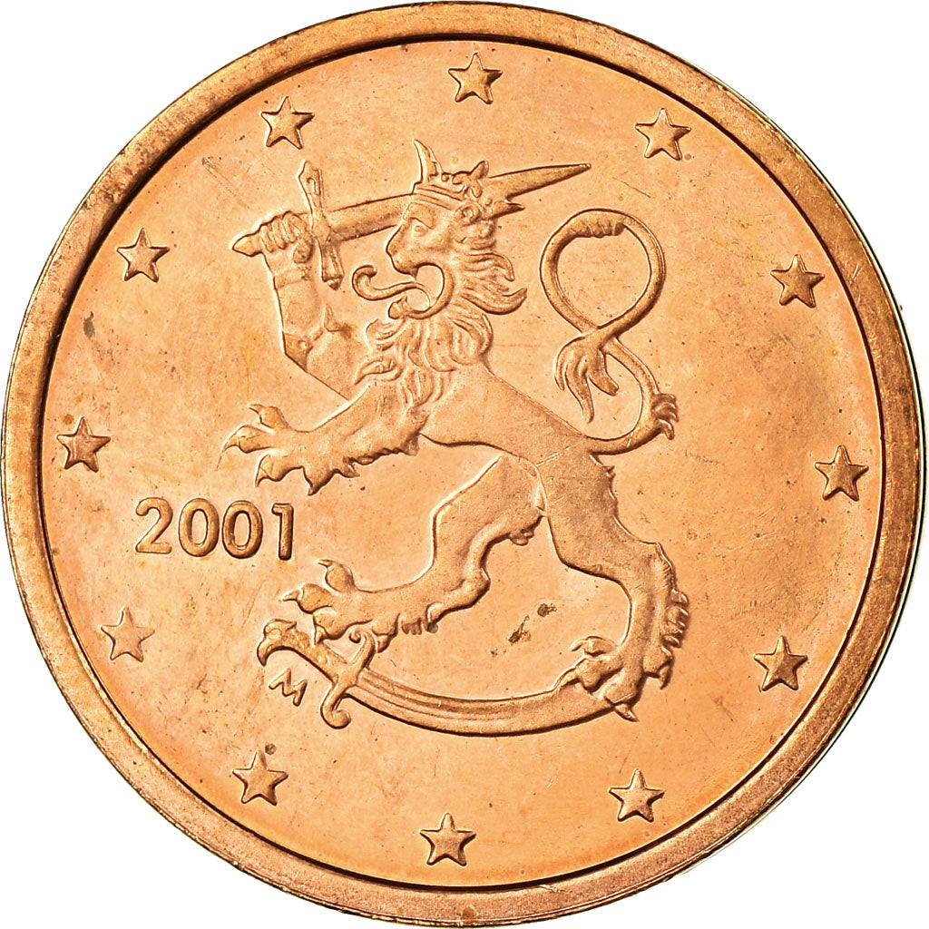 Finland, 2 Euro Cent, 2001, AU(55-58), Copper Plated Steel, KM:99