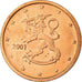 Finlandia, 2 Euro Cent, 2001, EBC, Cobre chapado en acero, KM:99
