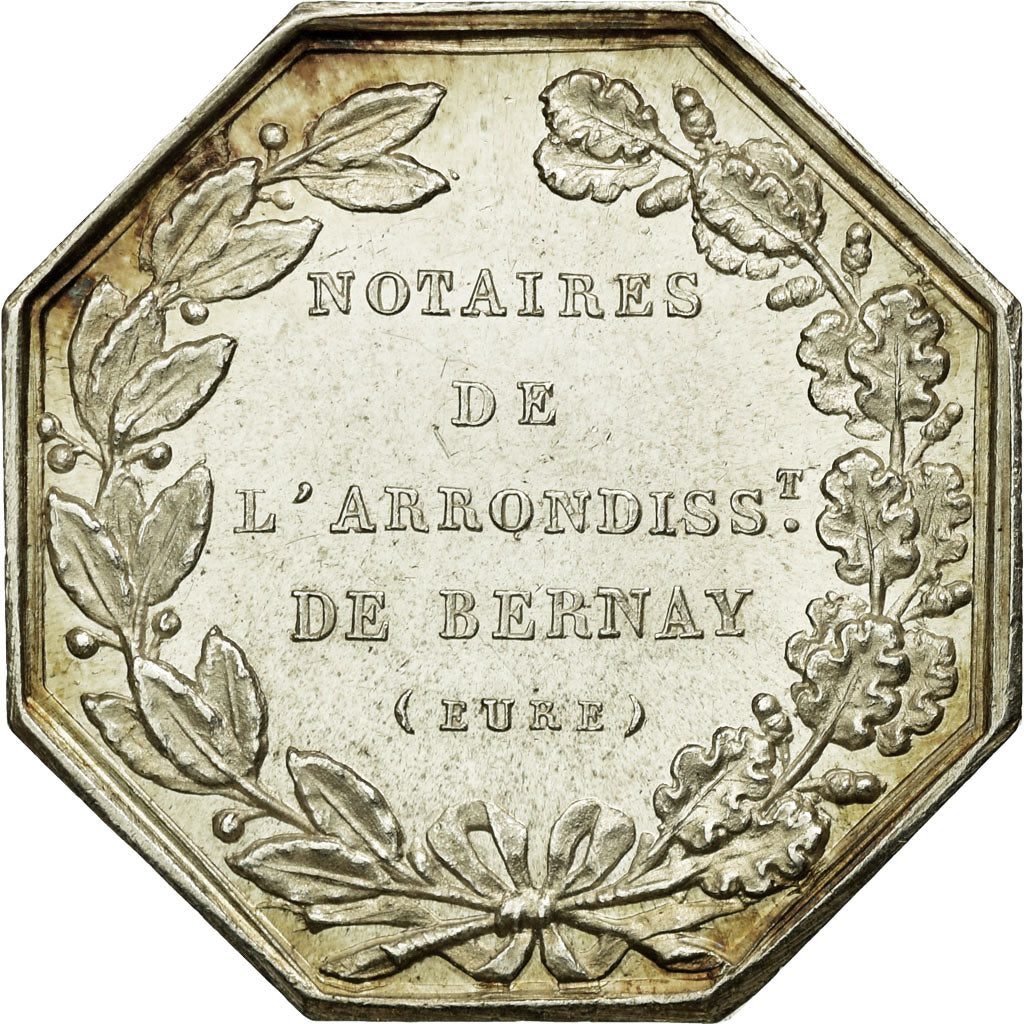 France, Token, Notaires de l'Arrondissement de Bernay, Eure, n.d., Silver
