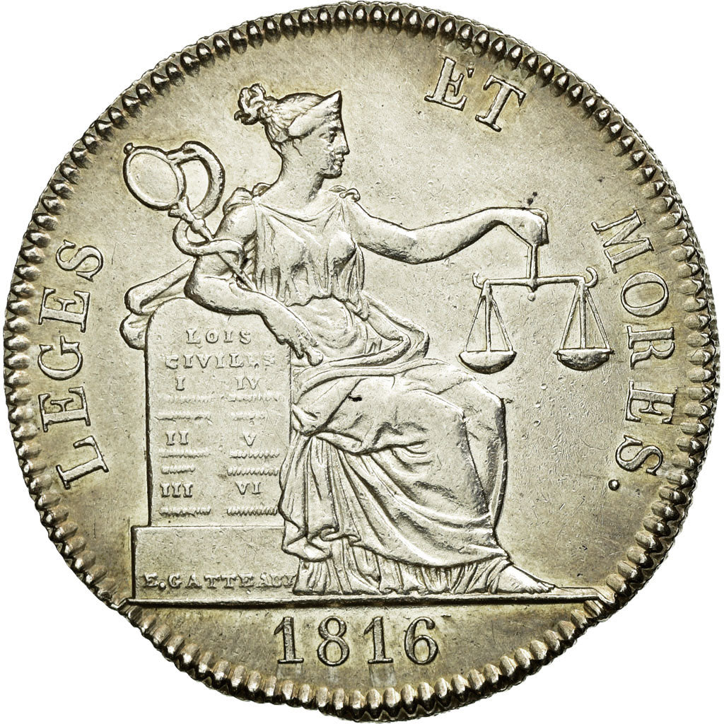 France, Token, Notary, 1816, MS(60-62), Silver, Lerouge:9