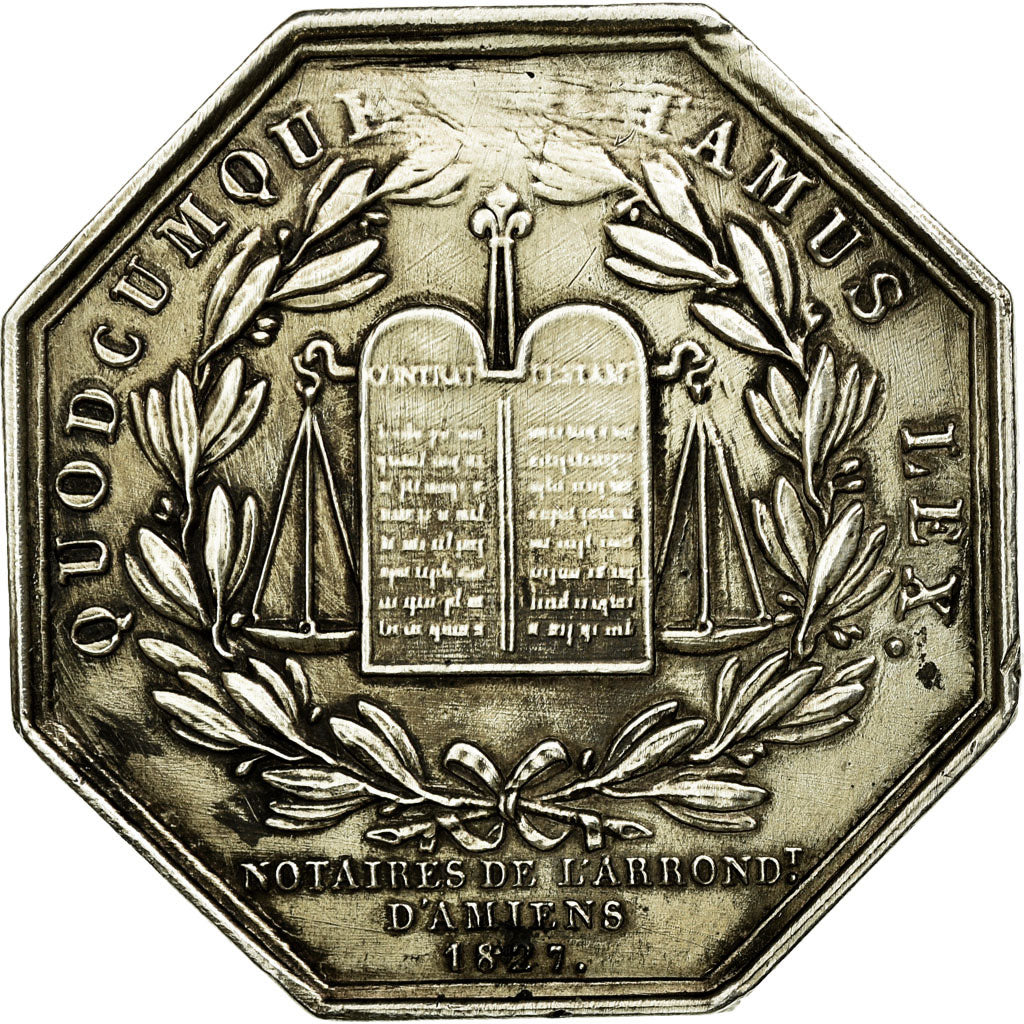 France, Token, Notary, 1827, MS(60-62), Silver, Lerouge:10
