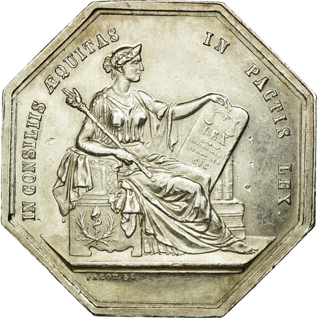 France, Token, Notary, MS(63), Silver, Lerouge:19a