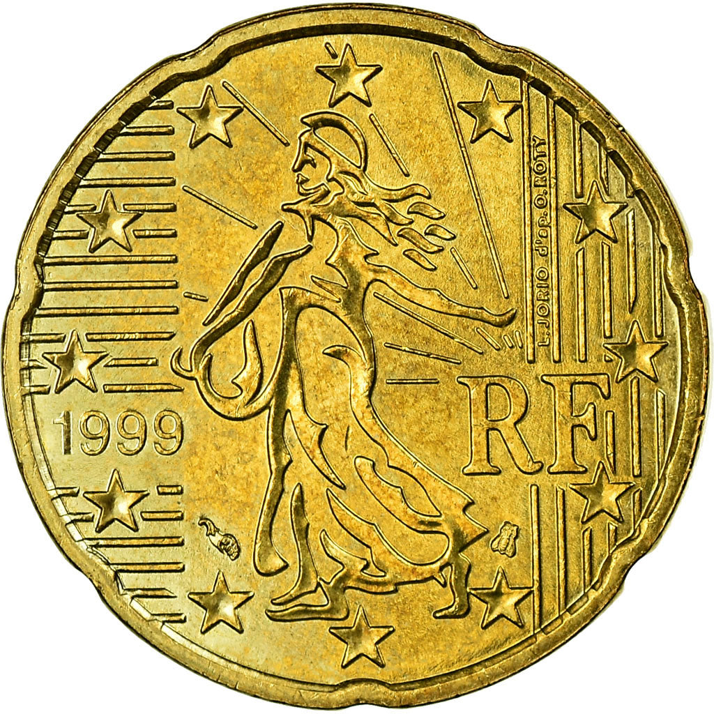 France, 20 Euro Cent, 1999, TTB, Laiton, Gadoury:5., KM:1286