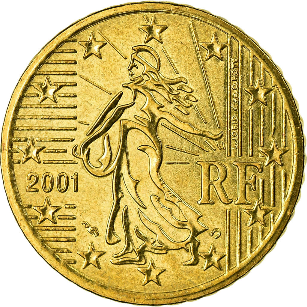 France, 50 Euro Cent, 2001, EF(40-45), Brass, Gadoury:6., KM:1287